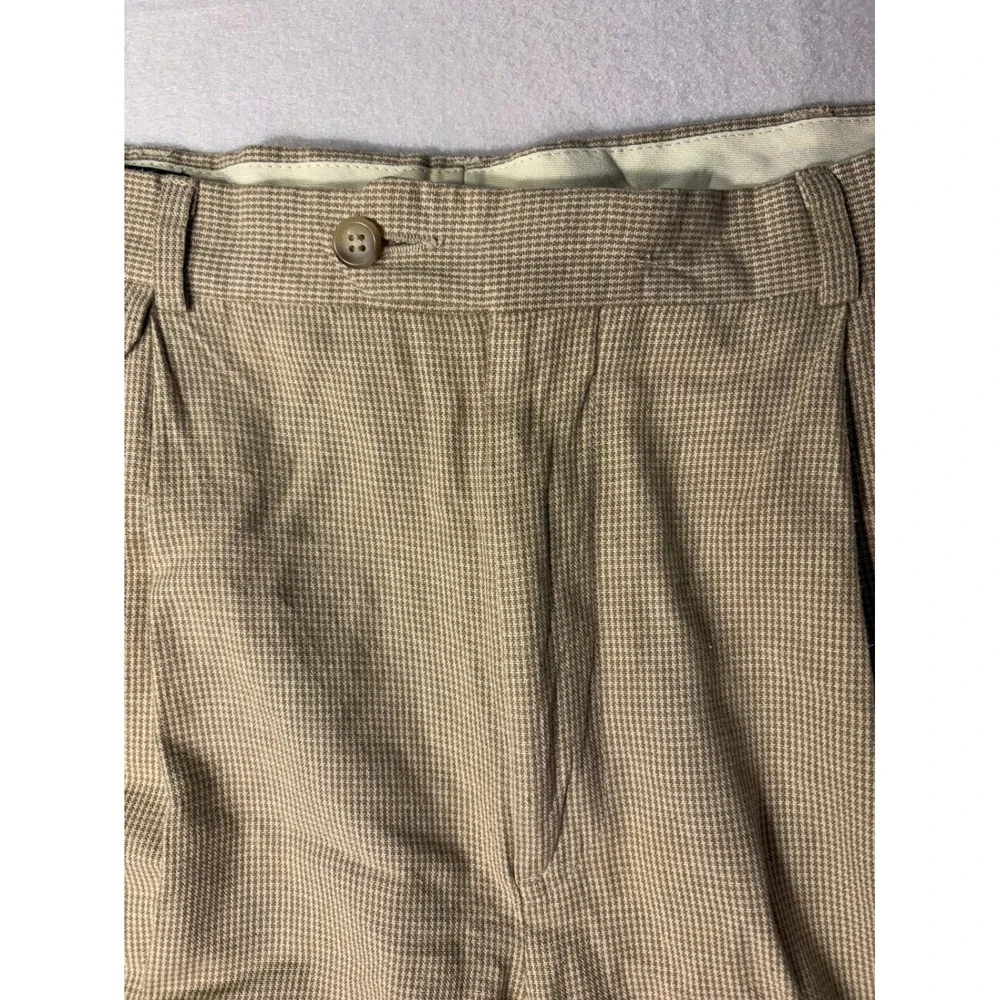 Polo Ralph Lauren Mens Houndstooth Pleated Shorts Tan Side Cinch Made in USA